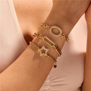 18K Gold-Plated Rhinestone Chain Bracelet